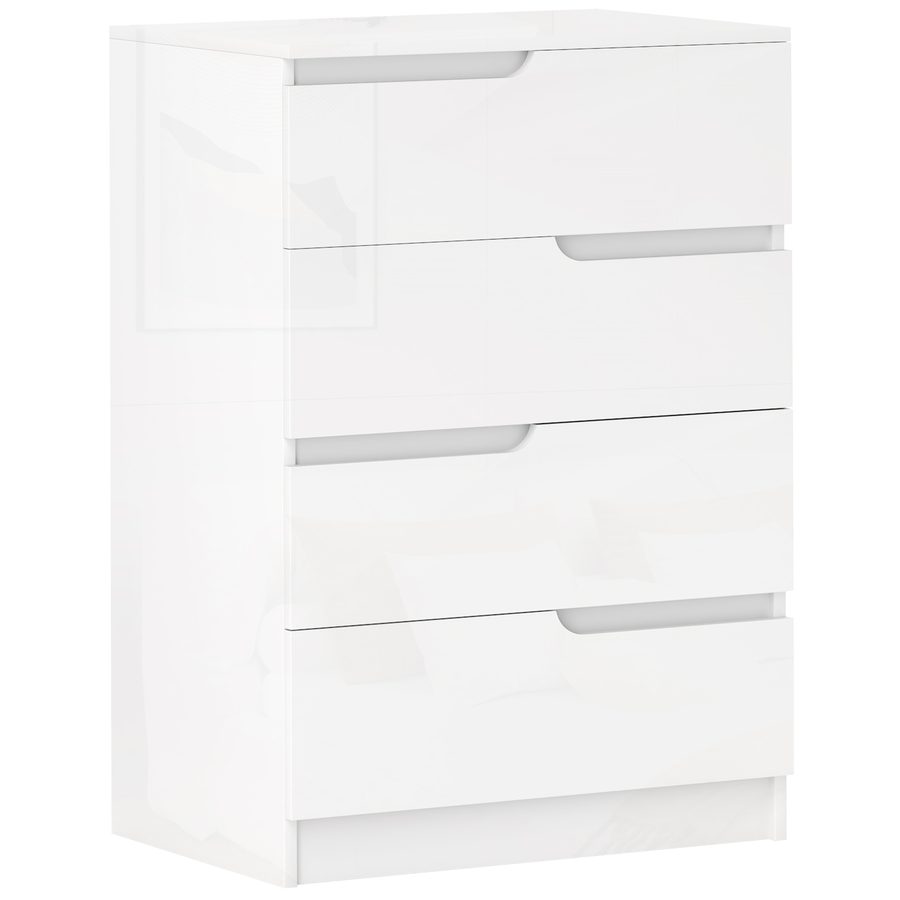 HOMCOM Kommode Beistellschrank mit 4 Schubladen, Schubladenkommode für Wohnzimmer, Schlafzimmer, Hochglanzweiß 60 x 40 x 85cm   Aosom von HOMCOM