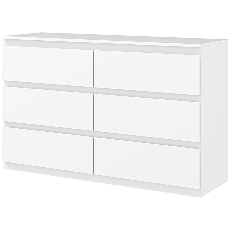 HOMCOM Kommode 6 Schubladen Schlafzimmerschrank Aufbewahrungsmöbel im modernen Stil mit sanftem Schließmechanismus für Schlafzimmer, Wohnzimmer - 120 x 39 x 75 cm, Weiß   Aosom von HOMCOM