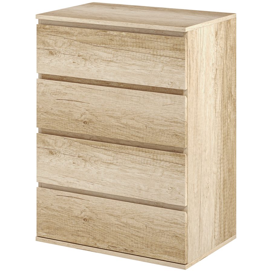 HOMCOM Kommode 4 Schubladen Schlafzimmerkommode Aufbewahrungsmöbel minimalistisches Design mit sanftem Schließmechanismus, für Schlafzimmer, Wohnzimmer - 60 x 40 x 80 cm, Naturholz   Aosom von HOMCOM