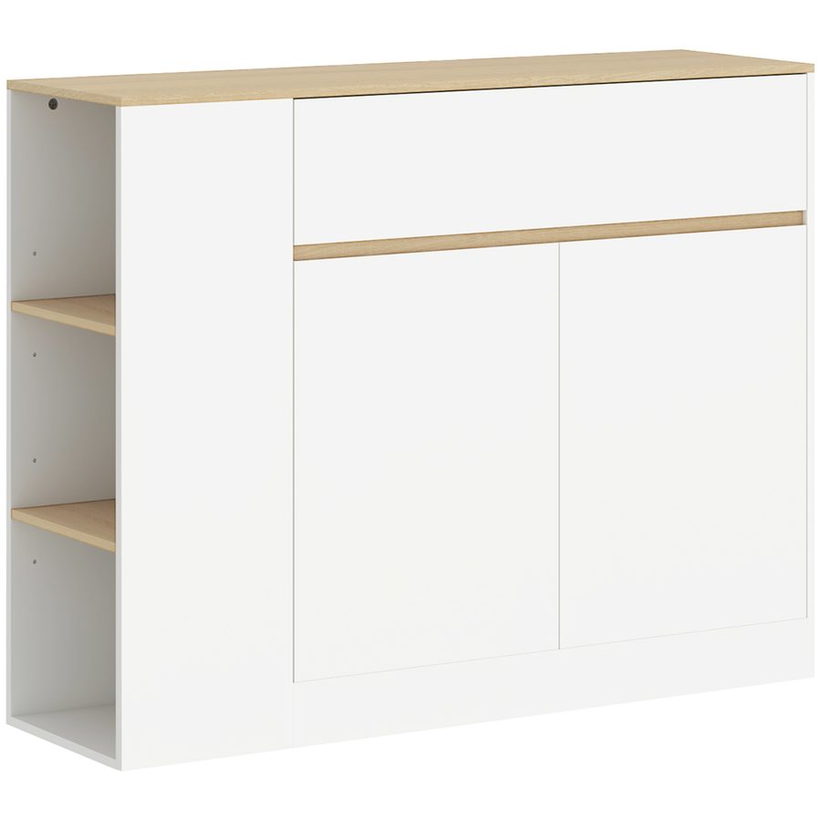 HOMCOM Sideboard, Küchenschrank mit Schublade, verstellbare Ablage, Aufbewahrungsschrank mit Kippschutz, Beistellschrank für Küche, Esszimmer, 105 x 30 x 81,5 cm Weiß   Aosom von HOMCOM