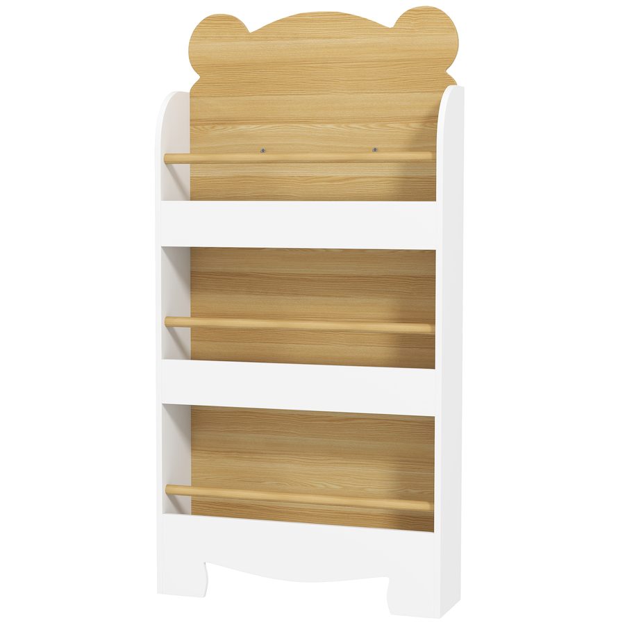 AIYAPLAY Bücherregal für Kinder, Bücherregal für Kinder 3 Ebenen, Bärenförmiges Regal, Kinderzimmerregal für Spielzimmer, Kinderzimmer, Naturholz   Aosom von AIYAPLAY