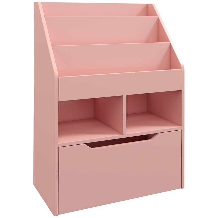 HOMCOM Kinder Bücherregal Kinderregal mit Schublade, 3 Ablagefächern und 2 offenen Fächern, Aufbewahrungsregal für Kinderzimmer, Spielzimmer, Rosa, 60 x 29,9 x 90 cm   Aosom von HOMCOM