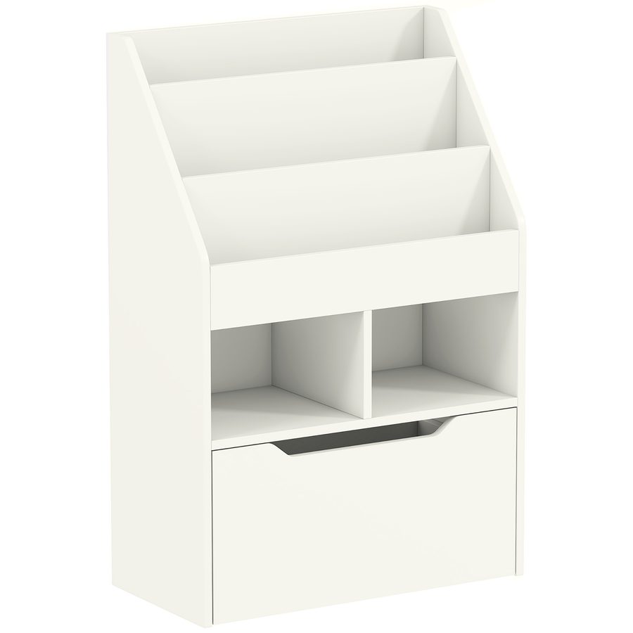 HOMCOM Kinder Bücherregal Kinderregal mit Schublade, 3 Ablagefächern und 2 offenen Fächern, Aufbewahrungsregal für Kinderzimmer, Spielzimmer, Weiß, 60 x 29,9 x 90 cm   Aosom von HOMCOM
