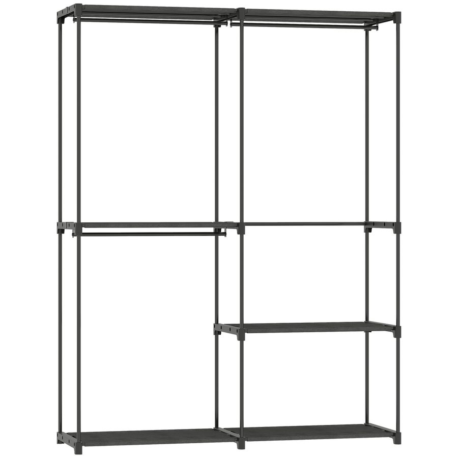 HOMCOM Kleiderschrank Stoffschrank mit Kleiderstange, Ablagen, Stoffkleiderschrank für Schlafzimmer, Ankleidezimmer, 142 x 43 x 185cm, Schwarz   Aosom von HOMCOM
