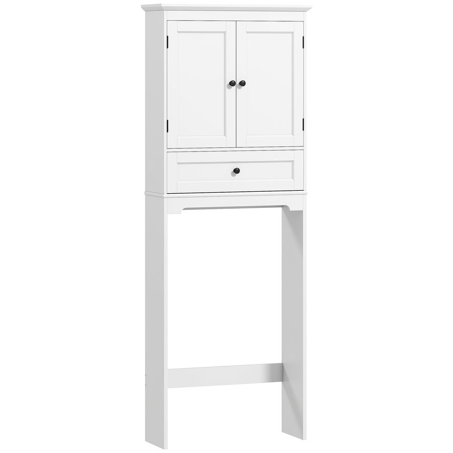 HOMCOM WC-Aufsatz Schrank über der Toilette, WC-Möbel mit 2 Türen, Schublade und verstellbarer Ablage, Modernes Design, Aufbewahrung für Bad & WC, 62 x 23 x 168 cm, Weiß   Aosom von HOMCOM