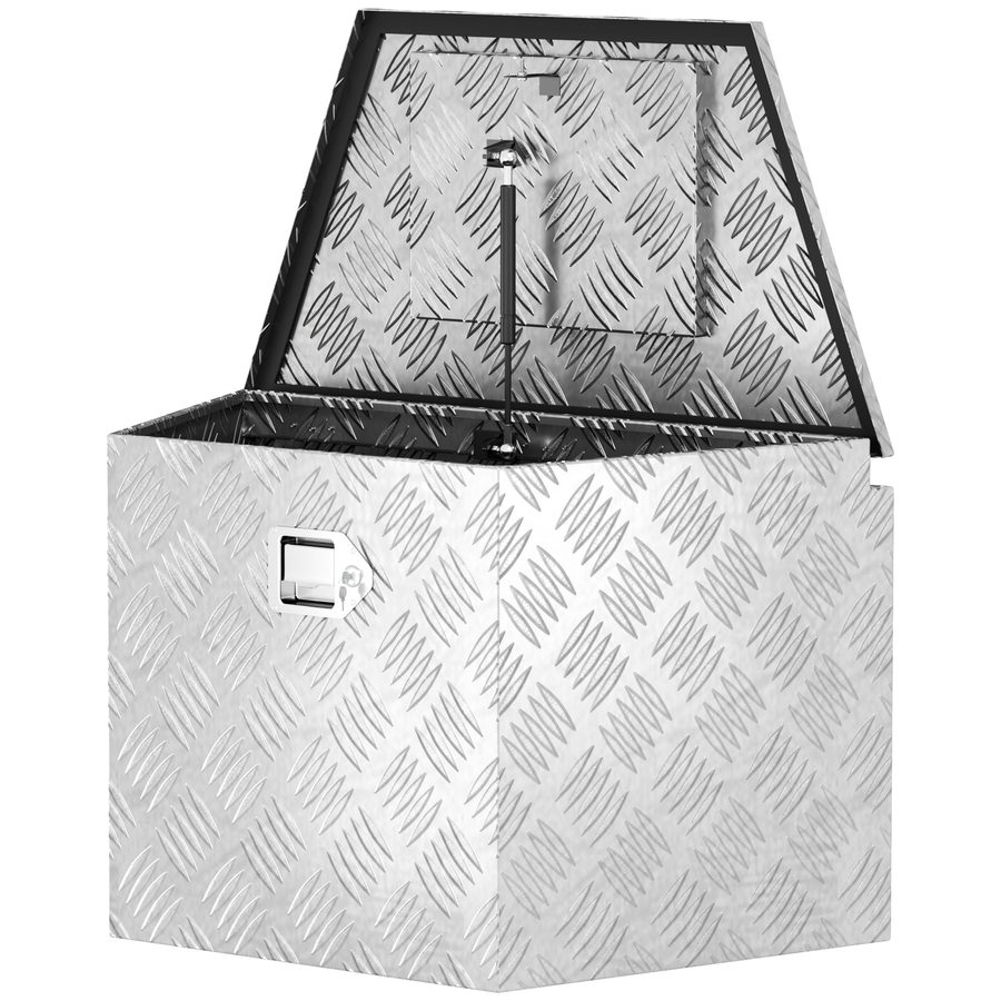 HOMCOM Aluminium Werkzeugkasten für Anhänger, abschließbar, in trapezförmigem Design für Lieferwagen, Anhänger, 73,7 x 41 x 46 cm, silber   Aosom von HOMCOM