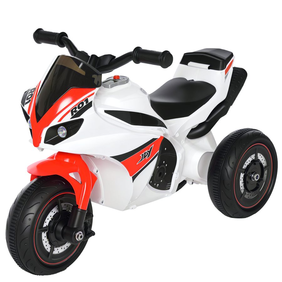 HOMCOM Kinder-Motorrad Rutscherfahrzeug mit Musik für 18-36 Monate, Weiß, 74x39x48 cm, stabil & sicher für Kleinkinder   Aosom.de von HOMCOM