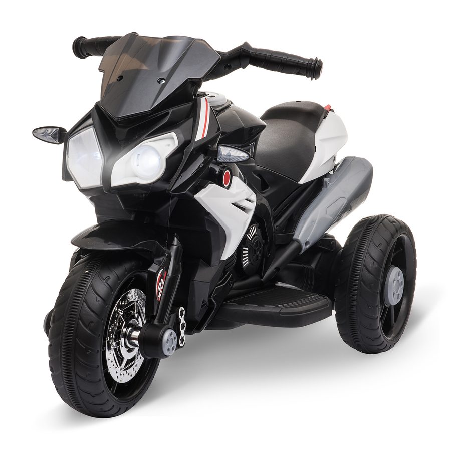 HOMCOM Elektro Kindermotorrad Elektromotorrad mit Musik, Scheinwerfer, Kinder Elektro Motorrad für Kinder von 3-5 Jahren Schwarz+Weiß   Aosom von HOMCOM