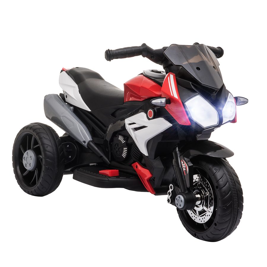 HOMCOM Kinder Elektromotorrad 6V Kindermotorrad Elektrofahrzeug mit Musik Scheinwerfer für Kinder 3-5 Jahre Kunststoff Metall Schwarz Rot 3kmh   Aosom.de von HOMCOM