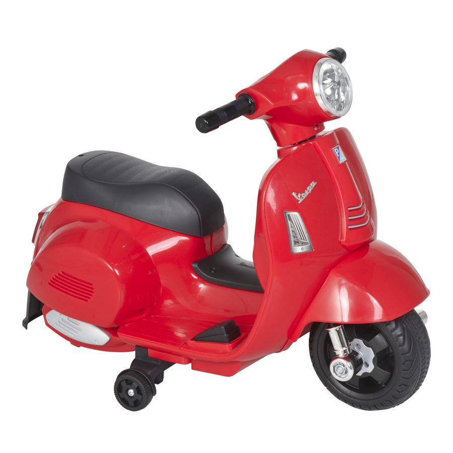 HOMCOM VESPA Elektromotorrad Kindermotorrad Elektrofahrzeug 18-36 Monate 3 km/h LED-Licht Sound PP-kunststoff Metall Rot 66,5 x 38 x 52 cm   Aosom von HOMCOM
