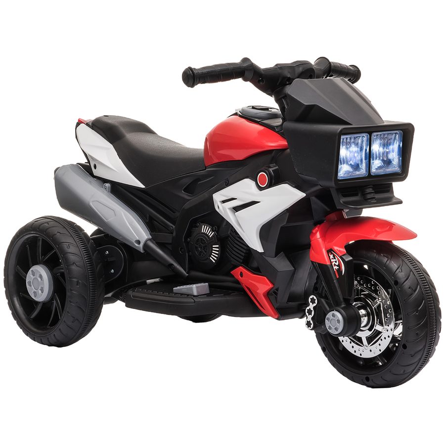 HOMCOM Elektrofahrzeug Kindermotorrad Kinderfahrzeug mit Musik und Beleuchtung Elektro-Dreirad mit Akku 37-60 Monate Stahl Rot+Weiß 86x42x52 cm   Aosom von HOMCOM