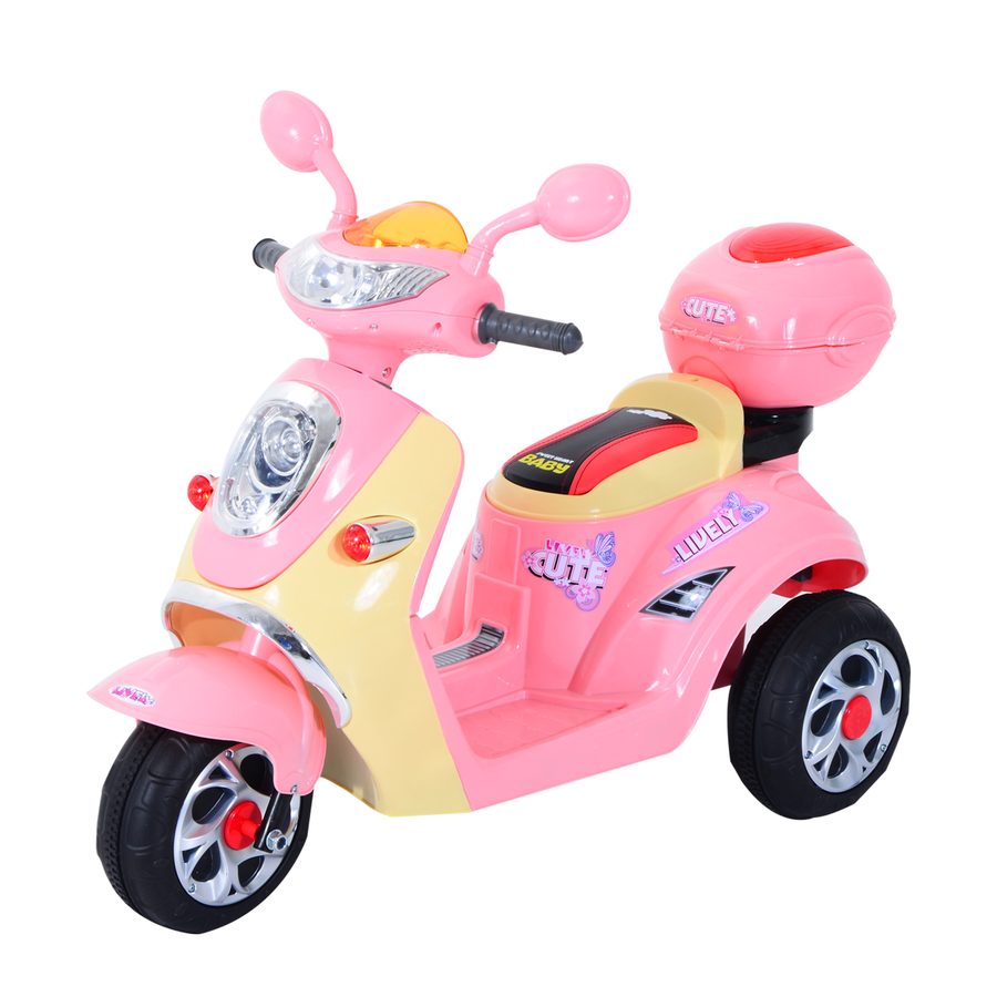 HOMCOM Elektro Kindermotorrad Elektromotorrad Kinderelektroauto Kinderfahrzeug Dreirad, 6V, Metall+PP, 108x51x75cm (Rosa+Gelb)   Aosom von HOMCOM