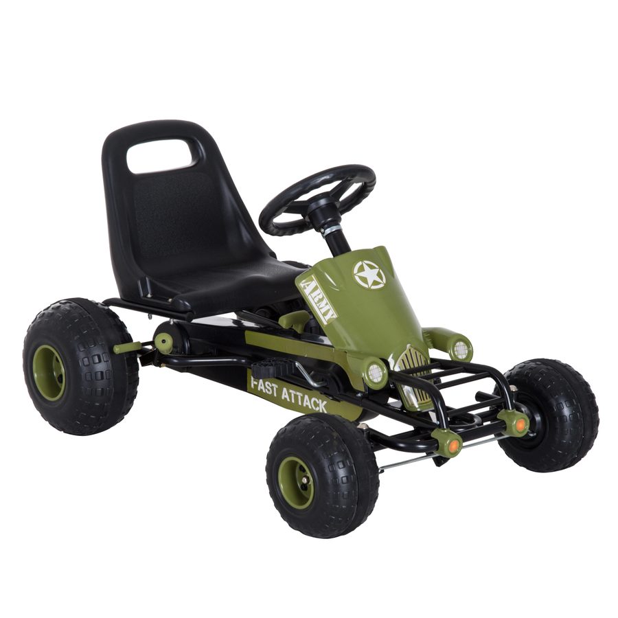 HOMCOM Go Kart Kinder Kettcar Tretauto mit Handbremse ab 3 Jahre, grünes Design 99x65x56cm für Spielspaß im Freien   Aosom.de von HOMCOM