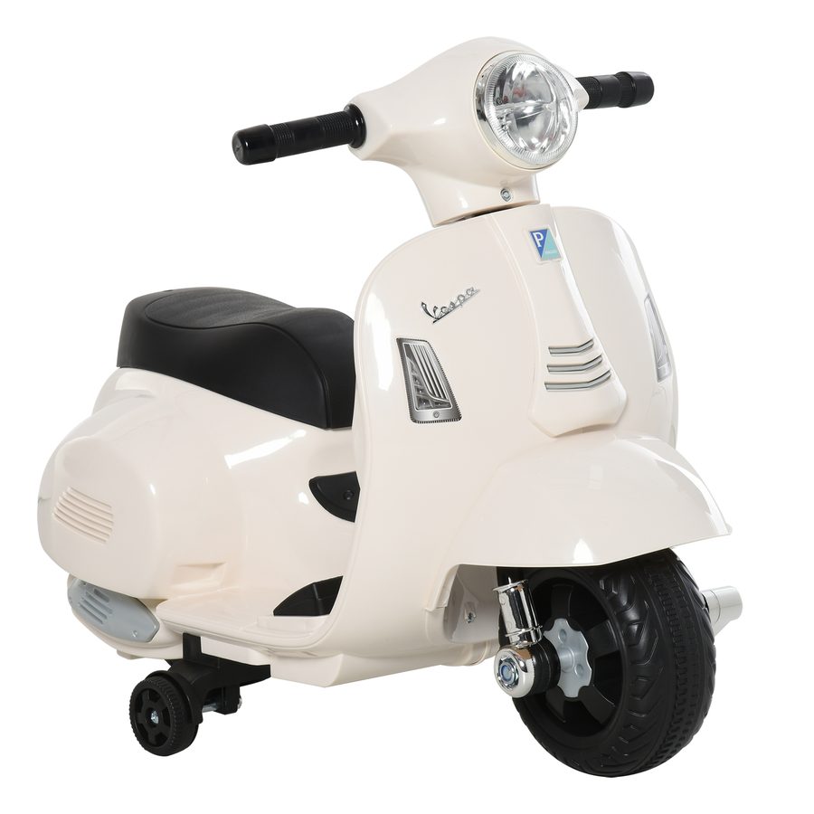 HOMCOM VESPA Elektromotorrad  Kindermotorrad, 18-36 Monate, 3 km/h, LED-Licht & Sound, PP-Kunststoff & Metall, Weiß, 66,5x38x52cm  Aosom von HOMCOM