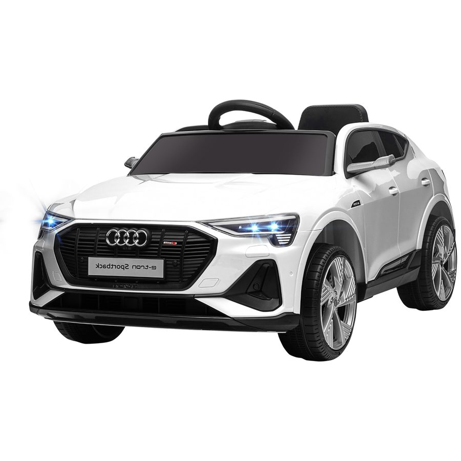 HOMCOM Elektro Kinderauto 12V Elektrofahrzeug Audi E-tron Elektroauto mit Fernbedienung, Sicherheitsgurt, Musik (MP3/USB/TF), Kinderfahrzeug für Kinder 3-5 Jahre, 3-5 km/h, Weiß   Aosom von HOMCOM