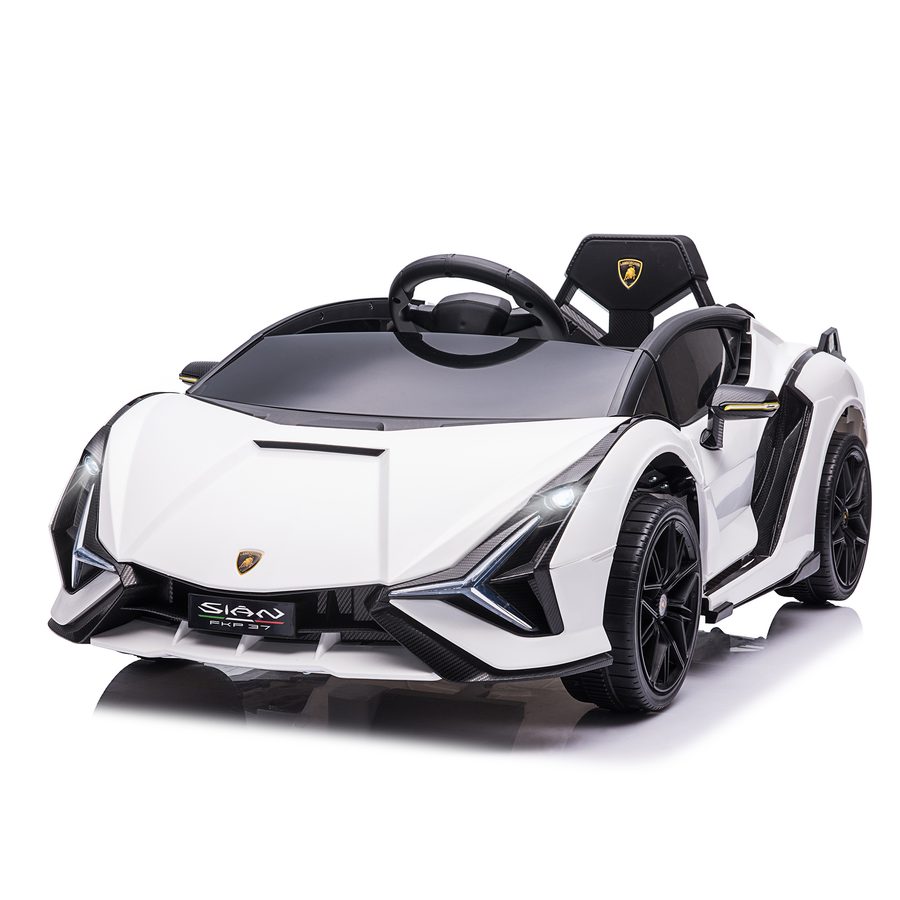 HOMCOM Lamborghini Kinderauto, mit Fernbedienung, 3-Gang, Sicherheitsgurte, Musik(MP3/USB) Licht, Belastbarkeit 25 kg, für 37-60 Monate, Weiß   Aosom von HOMCOM