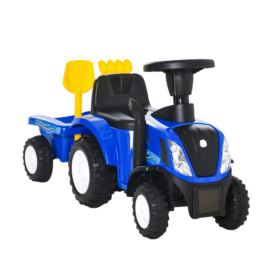 HOMCOM Kinderauto Kinderfahrzeug Rutschauto NEW HOLLAND Rutscherfahrzeug klassische Auto Laufhilfe mit Hupe Kunststoff Metall Blau   Aosom von HOMCOM