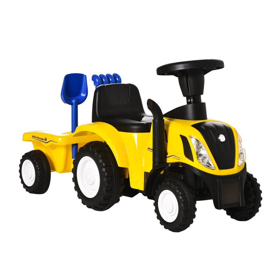 HOMCOM Kinder Rutschauto mit Anhänger für 2 Jahre, gelbes Kinderfahrzeug Traktor aus Kunststoff & Metall, Rutscherfahrzeug für drinnen & draußen   Aosom.de von HOMCOM