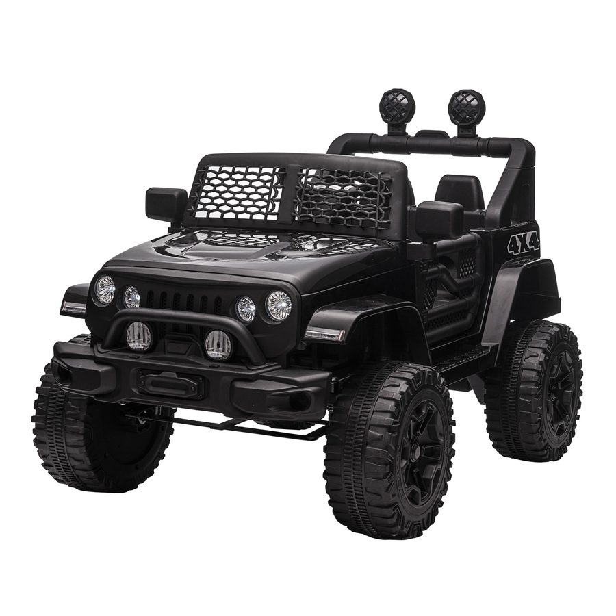 HOMCOM Elektrisches 4x4 Kinderauto 12V mit Fernbedienung, Scheinwerfern und Hupe - 3-6 Jahre - schwarz   Aosom