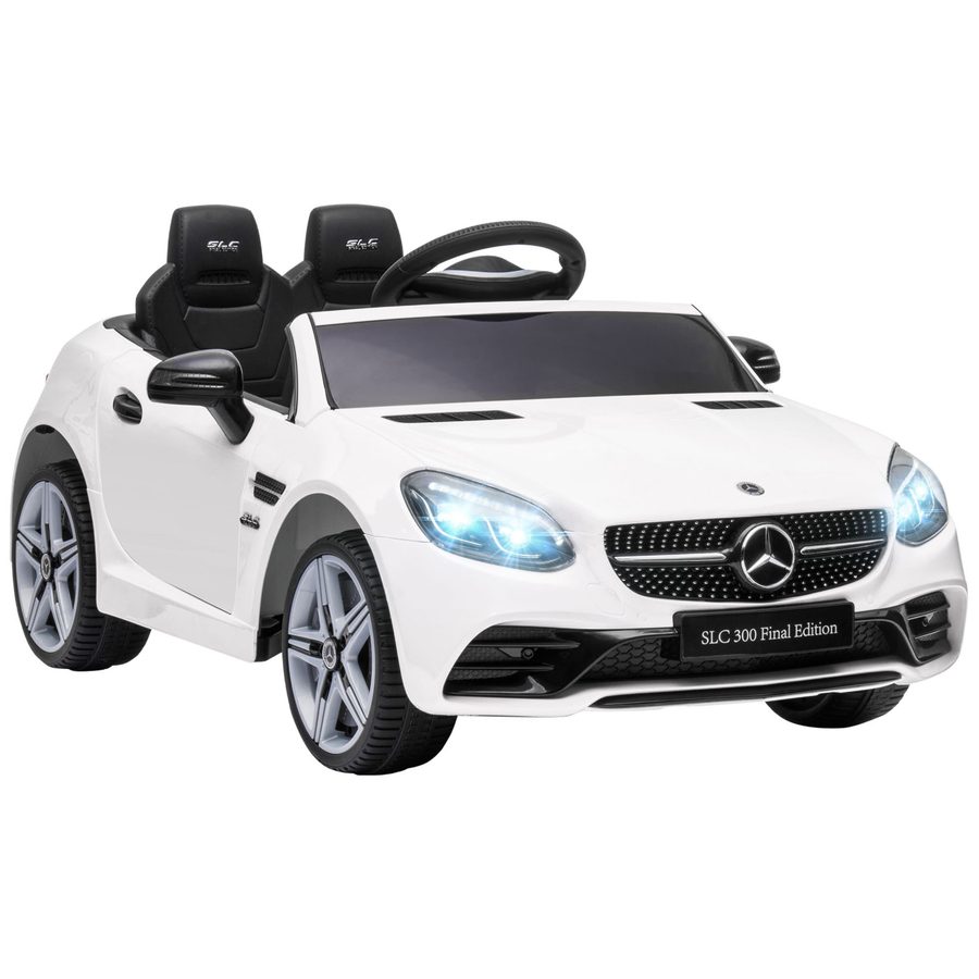 AIYAPLAY Kinderauto elektro mit Fernbedienung, LED-Scheinwerfern, Sicherheitsgurt, Hupe, Musik, Belastbarkeit 30 kg, ab 3 Jahren, Weiß   Aosom von AIYAPLAY