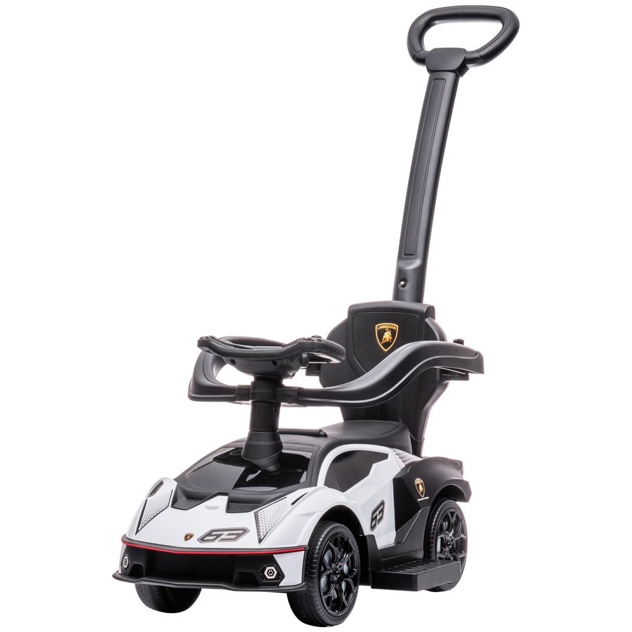 AIYAPLAY Kinder Rutscher Lamborghini Essenza SCV12 lizenziertes Babyspielzeugauto zum Schieben für Kinder von 1 bis 3 Jahren mit Schiebegriff, Geländer, Hupe und Lenkrad, Weiß   Aosom von AIYAPLAY