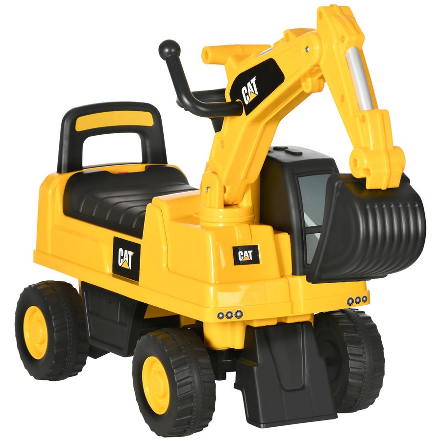 HOMCOM Sitzbagger  Rutscherfahrzeug mit Schaufel & Hupe, für Kinder ab 12 Monaten, Gelb+Schwarz, 85x27,5x47,5cm  Aosom von HOMCOM