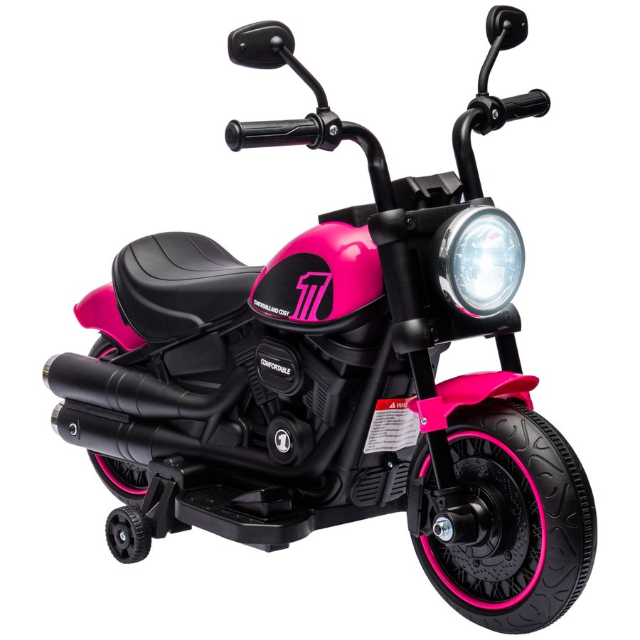 HOMCOM Kinder Elektro-Motorrad mit abnehmbaren Stützrädern, Kindermotorrad für 1,5-3 Jahre, Elektrofahrzeug in Rosa   Aosom.de von HOMCOM