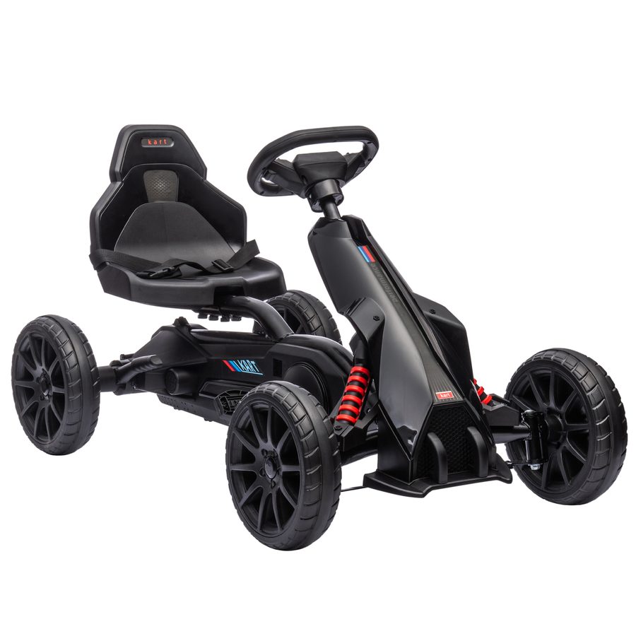 HOMCOM Gokart Tretauto mit Handbremse, verstellbarem Sitz, Vor- und Rückwärtsgang, Tretfahrzeug Kinderfahrzeug Kettcar für Kinder 3-8 Jahren Schwarz   Aosom von HOMCOM