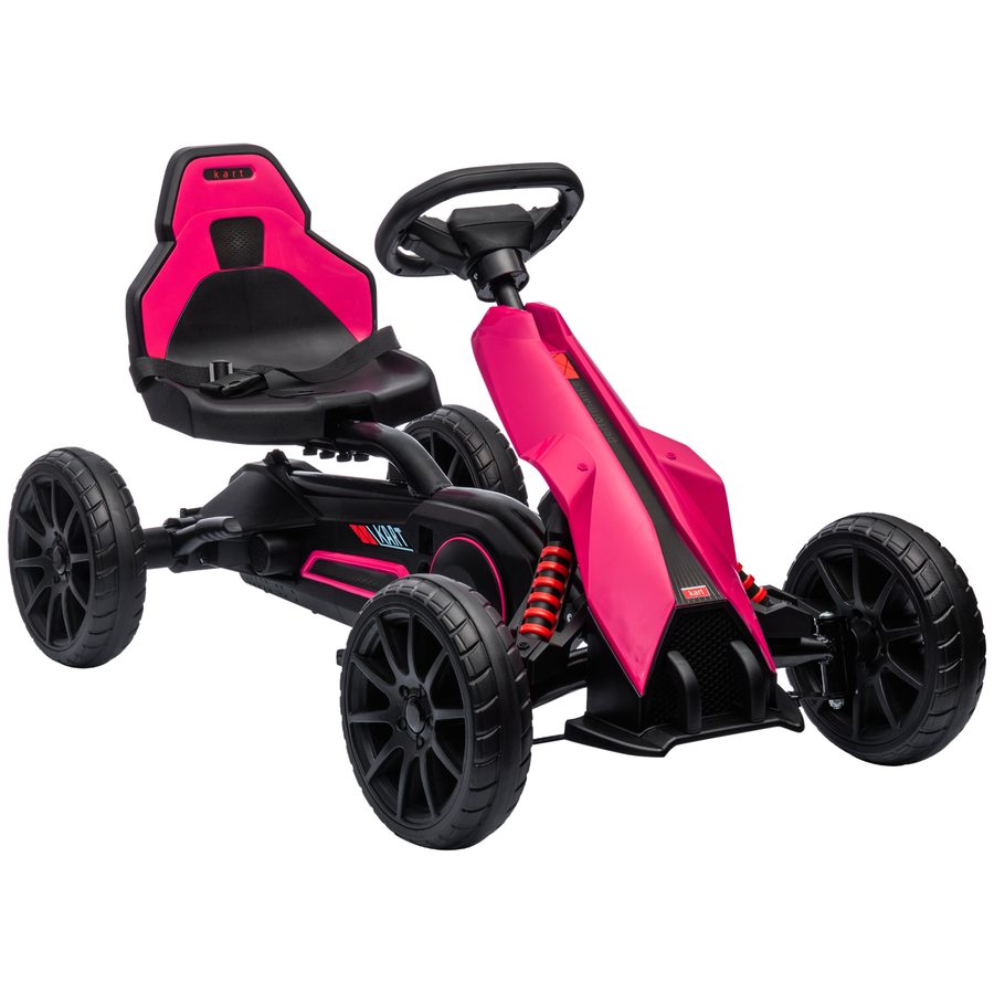 HOMCOM Gokart Tretauto mit Handbremse, verstellbarem Sitz, Vor- und Rückwärtsgang, Tretfahrzeug Kinderfahrzeug Kettcar für Kinder 3-8 Jahren Rosa   Aosom von HOMCOM
