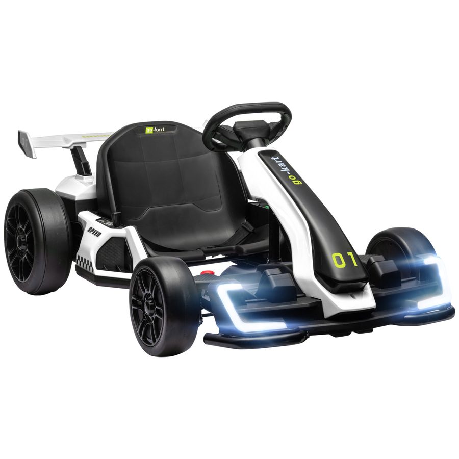 HOMCOM 24 V Elektro Go-Kart für Kinder Bis 12 Km/h Gokart mit Drift-Funktion, Drift-Kart mit 2 Motoren verstellbarem Sitz Sanftanlauf, Musik & Hupe, Kinderauto Kinderfahrzeug für 6-12 Jahre Weiß   Aosom von HOMCOM