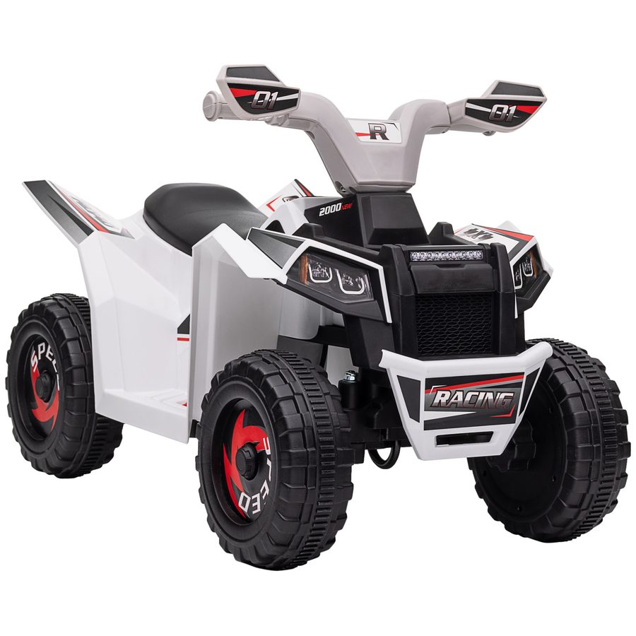 HOMCOM Elektro Kinderquad Mini Elektroquad 6V mit Vorwärts- und Rückwärtsfunktion für Kinder 1,5-3 Jahre 2,5 km/h in Weiß   Aosom.de von HOMCOM