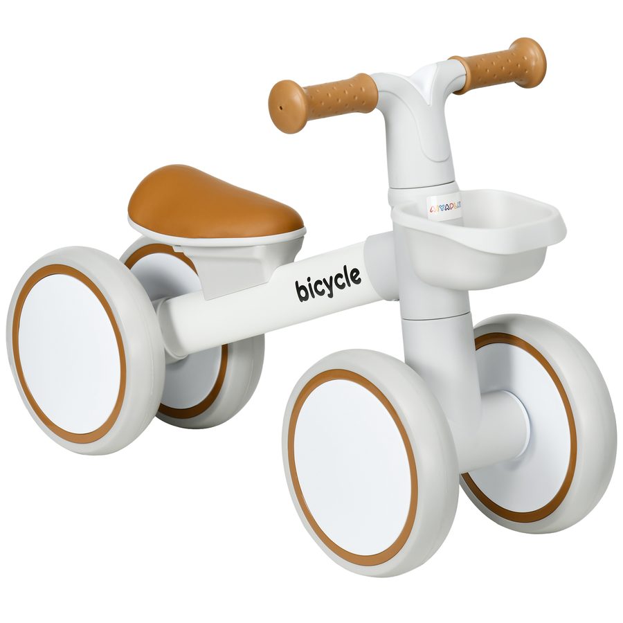 AIYAPLAY Kinder Laufrad Balance Bike ab 1 Jahr, rutschfest mit TPU-Rädern, keine Schrauben, ideales Geschenk für Jungen & Mädchen, Braun-Weiß 56x27x39 cm   Aosom.de von AIYAPLAY