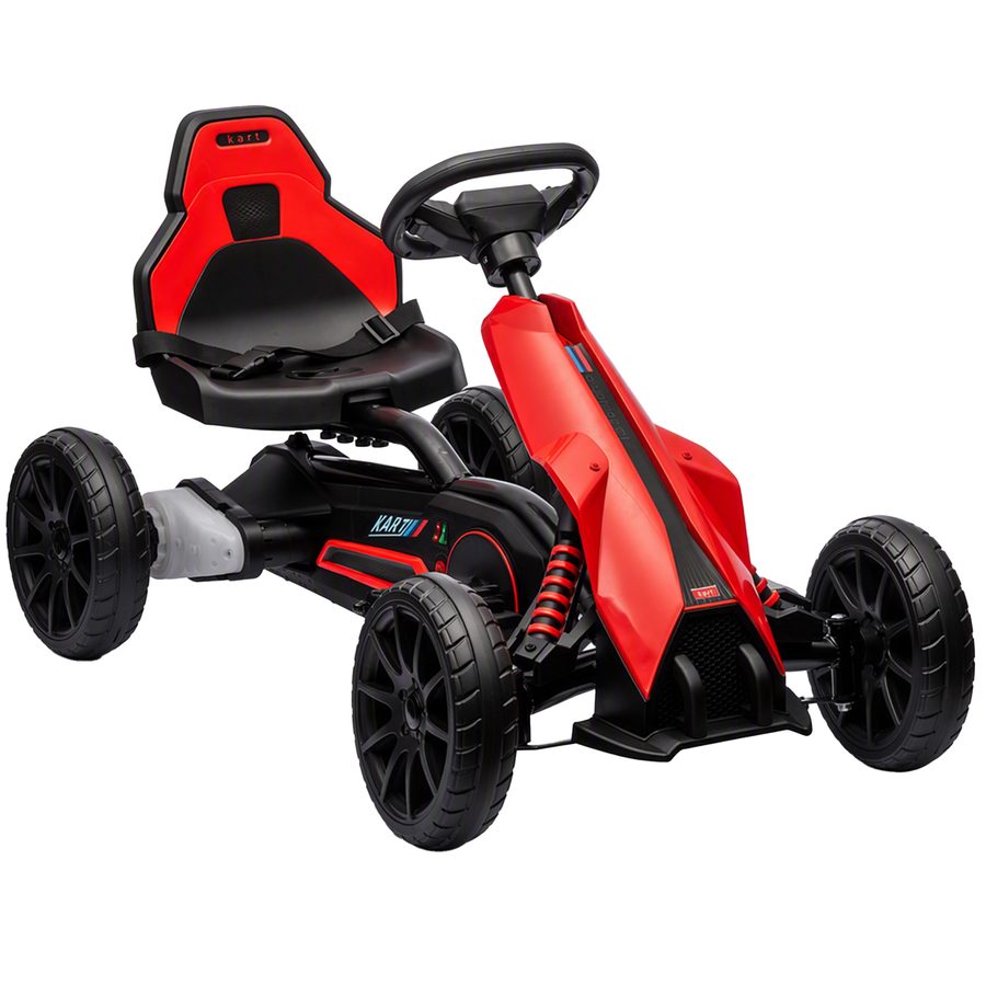HOMCOM Elektro Go-Kart für Kinder 3-5km/h Gokart mit 2-Fach verstellbarem Geschwindigkeit, Sicherheitsgurt, EVA-Räder, Kinderauto Kinderfahrzeug für 3-8 Jahre Kinder, Rot   Aosom von HOMCOM