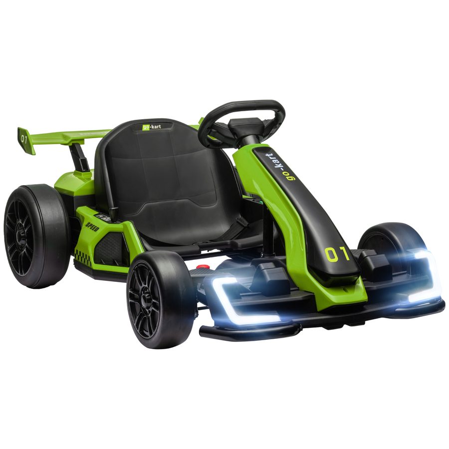 HOMCOM 24 V Elektro Go-Kart für Kinder Bis 12 Km/h Gokart mit Drift-Funktion, Drift-Kart mit 2 Motoren verstellbarem Sitz Sanftanlauf, Musik & Hupe, Kinderauto Kinderfahrzeug für 6-12 Jahre Grün   Aosom von HOMCOM