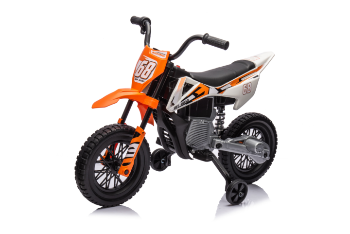 AIYAPLAY Kinder Elektro-Motorrad, 12V Kindermotorrad mit Musik, Kinderfahrzeug mit abnehmbar Trainingsrädern, 2,4-5 km/h, für 3-6 Jahre Kinder, max. 30 kg, Orange   Aosom von AIYAPLAY