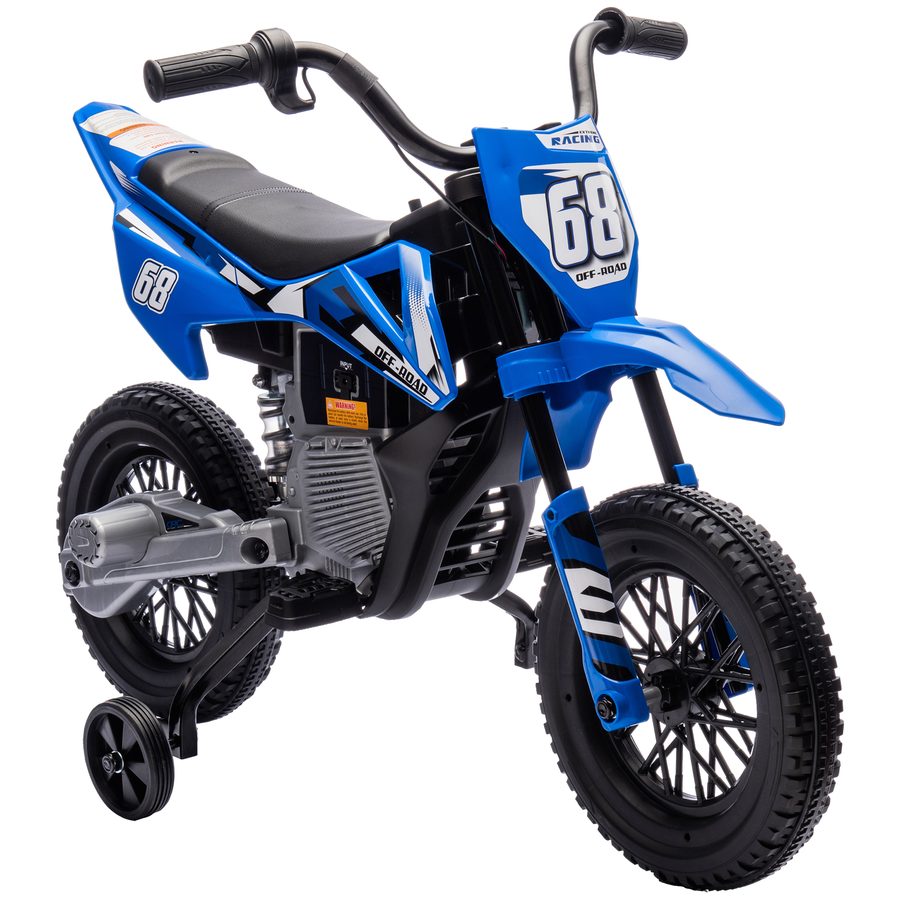 AIYAPLAY Kinder Elektro-Motorrad, 12V Kindermotorrad mit Musik, Kinderfahrzeug mit abnehmbar Trainingsrädern, 2,4-5 km/h, für 3-6 Jahre Kinder, max. 30 kg, Blau   Aosom von AIYAPLAY