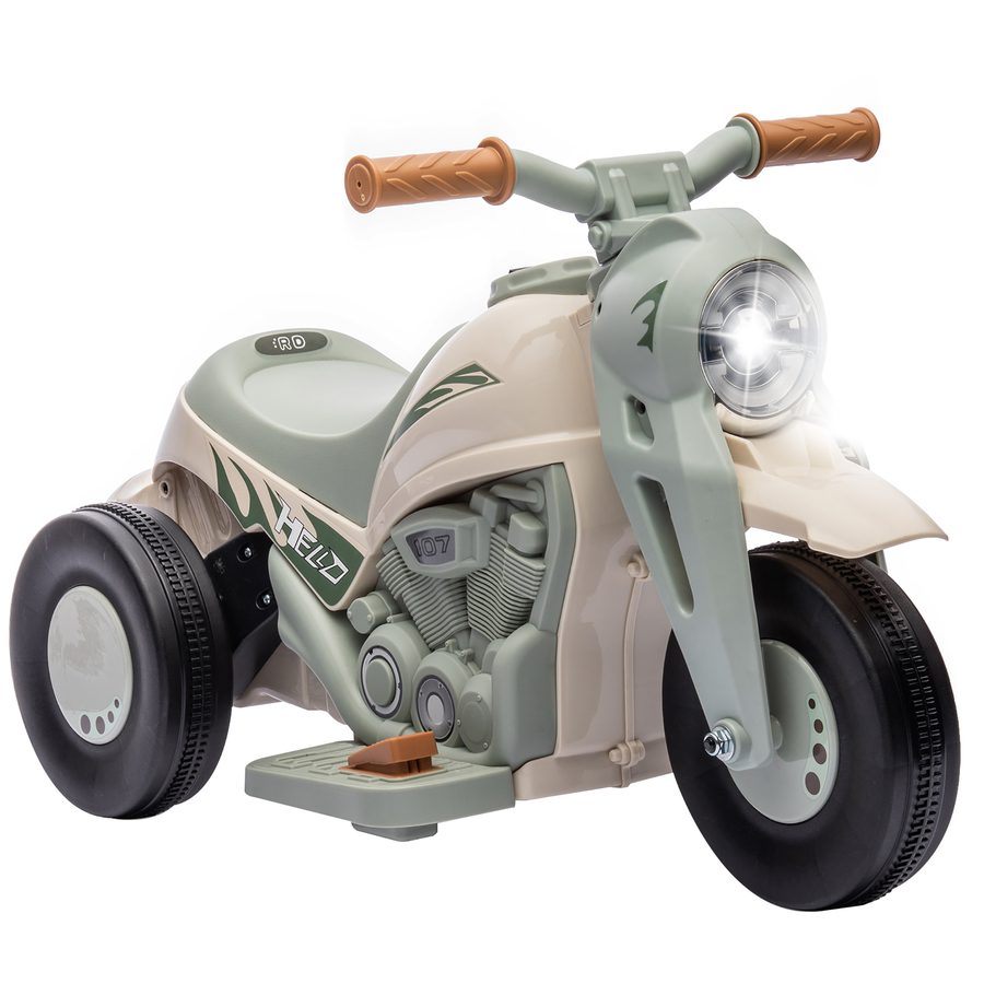 AIYAPLAY Kinder Elektro-Motorrad, 6V Kindermotorrad mit Musik, Blasen, Kinderfahrzeug mit Scheinwerfer, 2,5-3 km/h, für 2-5 Jahre Kinder, max. 30 kg, Cremeweiß   Aosom