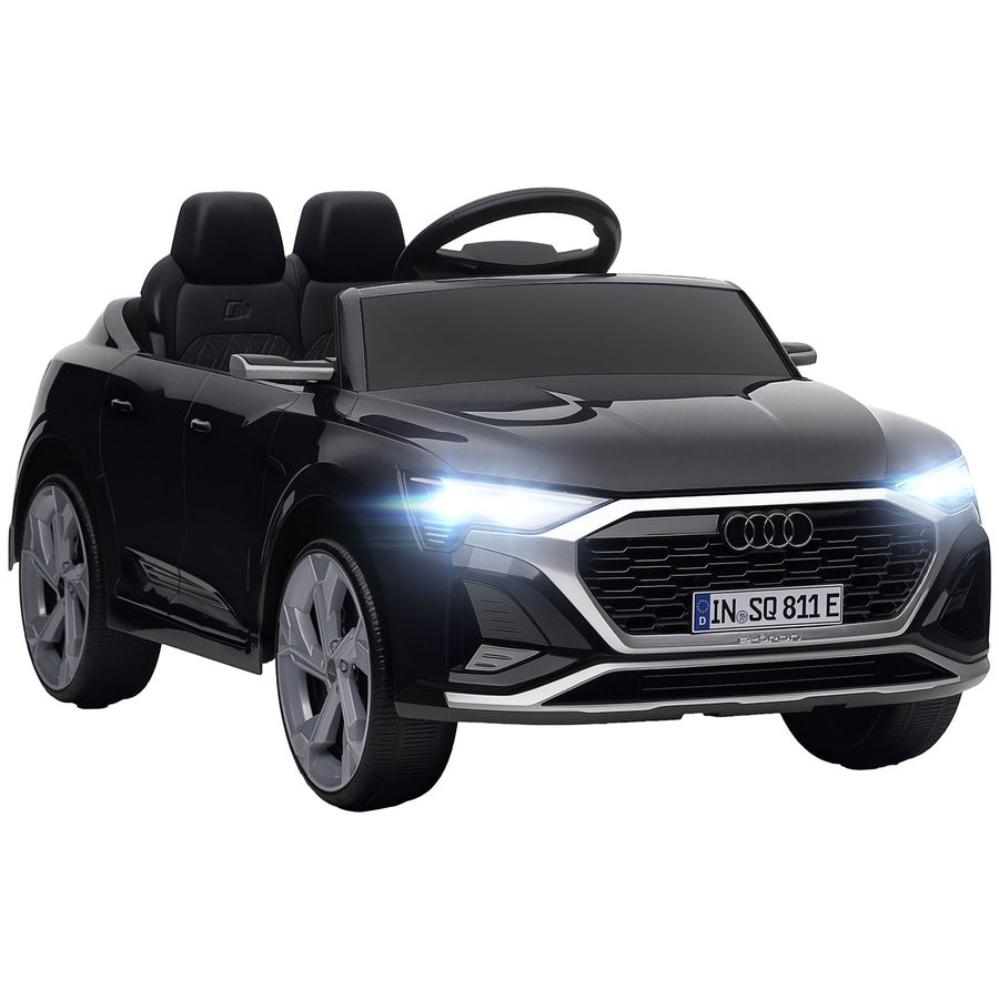 AIYAPLAY Kinder Elektroauto 12V Kinderauto mit 2,4G Fernbedienung, 2 Motoren MP3 Musik & Hupe, Elektrofahrzeug mit Scheinwerfer, 4 gefederte Räder für 3-4 Jahre Kinder, Schwarz   Aosom von AIYAPLAY