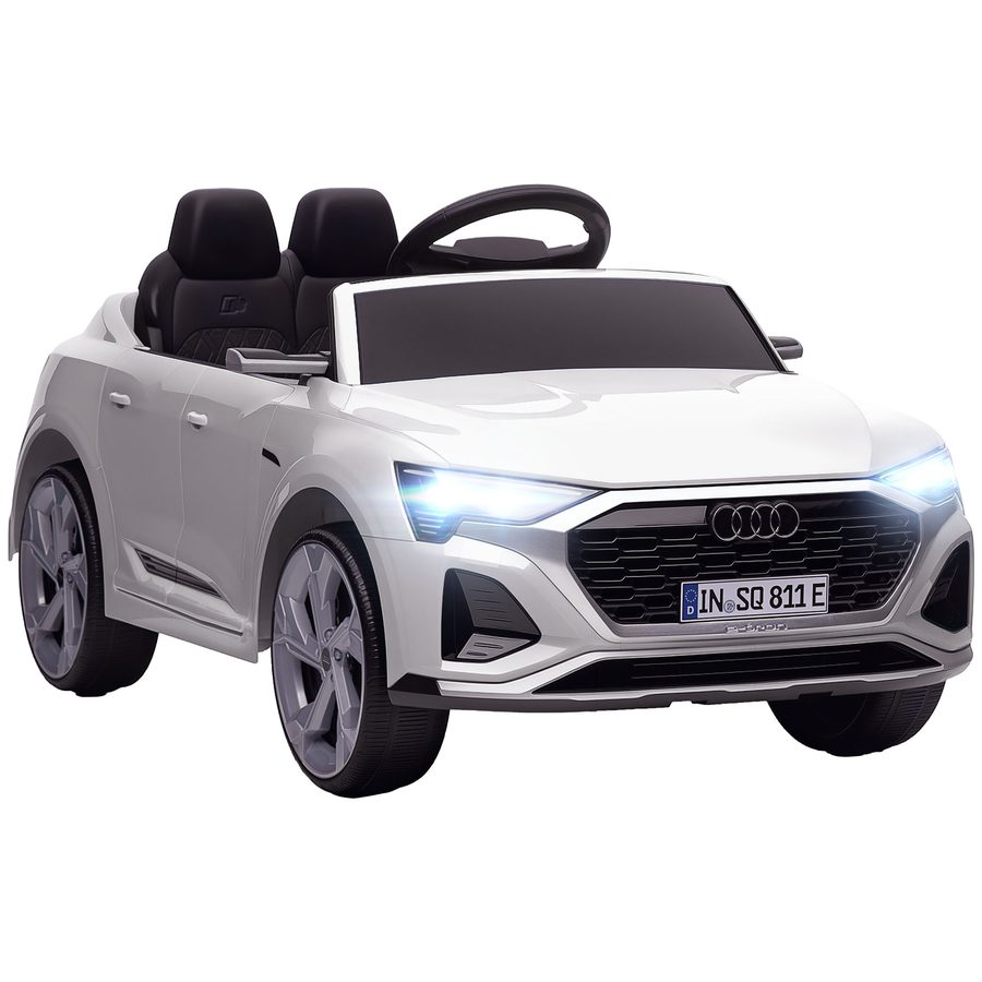 AIYAPLAY Kinder Elektroauto 12V Kinderauto mit 2,4G Fernbedienung, MP3 Musik & Hupe, Elektrofahrzeug mit Scheinwerfer, 4 gefederte Räder, 3-5 km/h, für 3-6 Jahre Kinder, Weiß   Aosom von AIYAPLAY