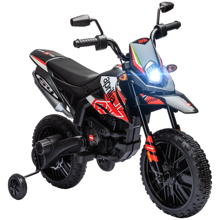 AIYAPLAY Elektro Motorrad Kinder 12 V Elektromotorrad mit 2 Motoren Stützrädern, Stoßdämpfer 13 Zoll Räder, Kindermotorrad mit Musik, USB Scheinwerfer, 6 km/h Kinder Motorrad für 3-8 Jahren, Rot   Aosom von AIYAPLAY