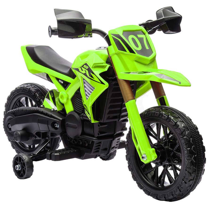 AIYAPLAY Kinder Elektro-Motorrad, 6V Kindermotorrad mit Stützrädern, Kinderfahrzeug mit Hupe und Startgeräusch, 3 km/h, für 3-8 Jahre Kinder, max. 30 kg, Grün   Aosom von AIYAPLAY