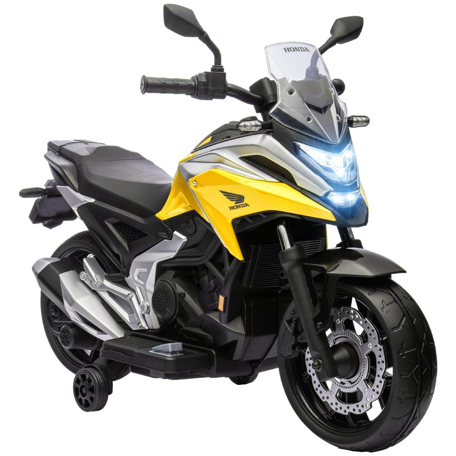 AIYAPLAY Elektro Kindermotorrad Elektromotorrad mit MP3, USB, Stützrädern, Musik, Scheinwerfer, Kinder Elektro Motorrad mit 2 Stützrädern für Kinder von 3-6 Jahren Gelb   Aosom von AIYAPLAY