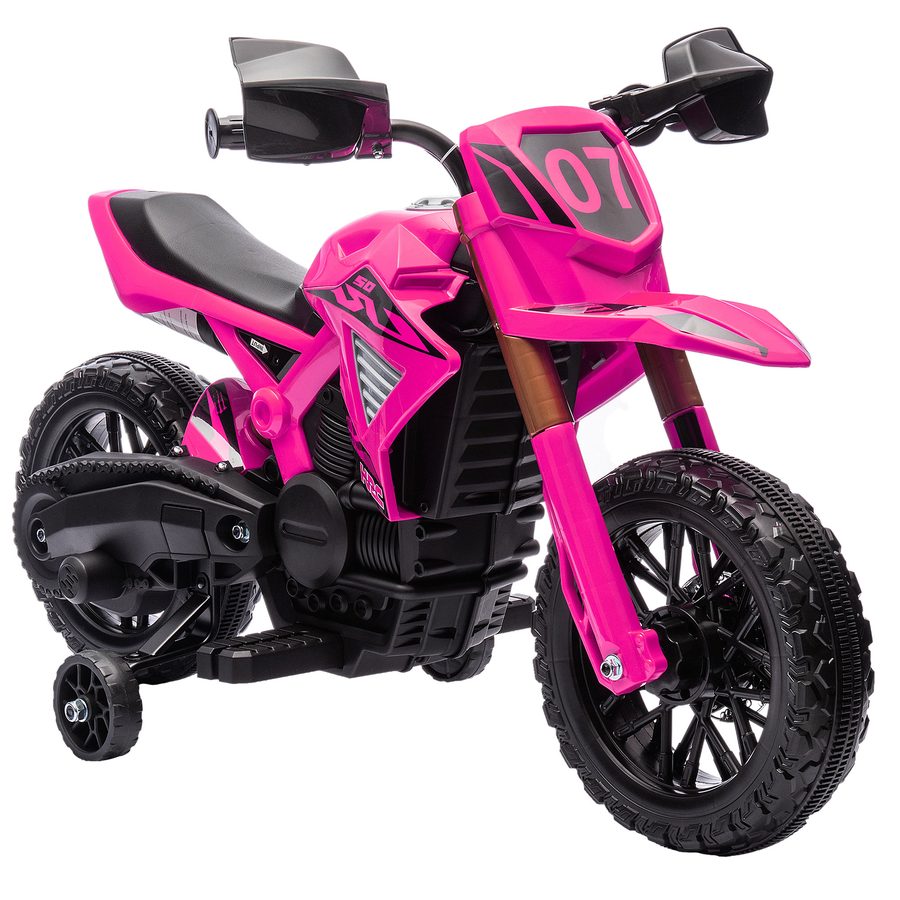 AIYAPLAY 12V Elektro Kinder Motorrad, Kindermotorrad mit Stützrädern, bis 3 km/h, Elektromotorrad mit Hupe und Startgeräusch, Kinderfahrzeug für 3-8 Jahre Kinder, max. 30 kg, Rosa   Aosom von AIYAPLAY