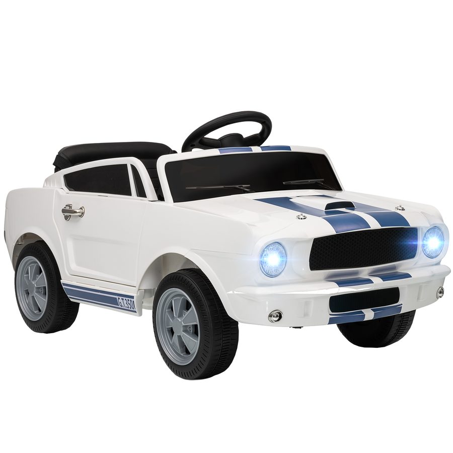 AIYAPLAY Kinder Elektroauto 12V Kinderauto mit 2,4 GHz Fernbedienung, 2 Motor, Kinderfahrzeug mit Hupe, LED, Musik, Elektrofahrzeug für 3-6 Jahre Kinder, Weiß   Aosom von AIYAPLAY