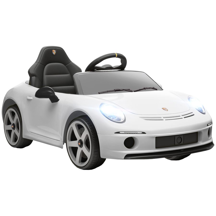 AIYAPLAY Elektro-Kinderauto mit offizieller RUF GT-Lizenz, Elektroauto für Kinder 3-5 Jahre mit Fernbedienung, Soft-Start, Sicherheitsgurt, Lichter, Musik und USB, Weiß   Aosom von AIYAPLAY