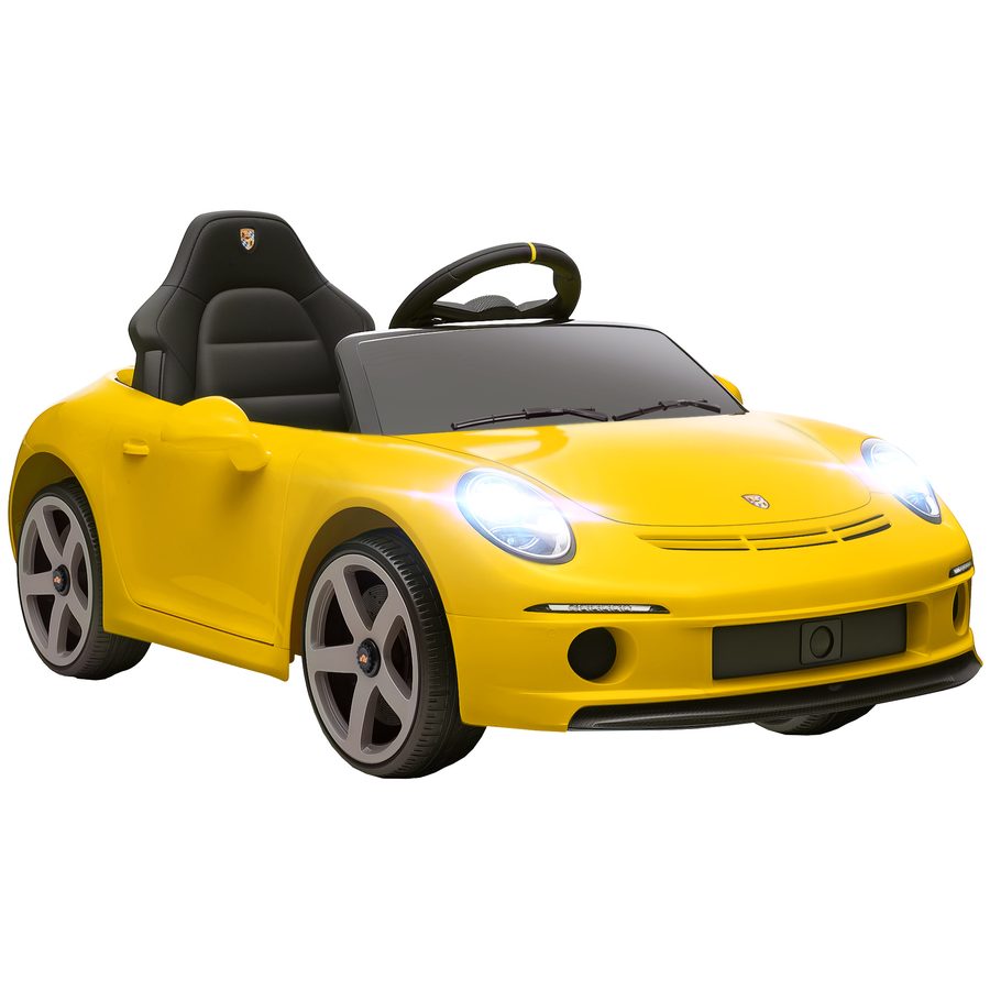 AIYAPLAY Kinder Elektroauto 12V Kinderauto mit 2,4 GHz Fernbedienung, 2 Motor, Kinderfahrzeug mit Softstart, Federungssystem, MP3-Player, Hupe, USB, LED-Leuchten, für 3-5 Jahre, Gelb   Aosom von AIYAPLAY