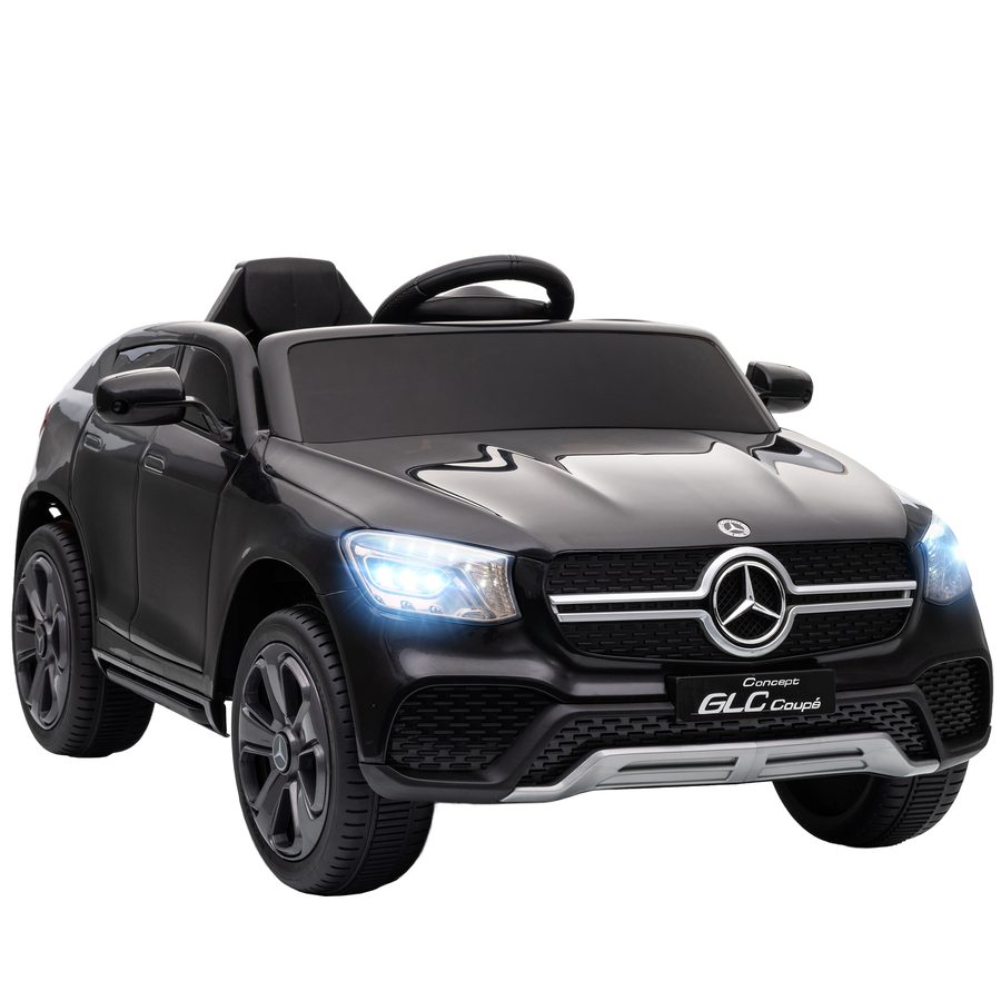 AIYAPLAY Kinder Elektroauto 12V Mercedes-Benz Concept GLC Coupe Kinderauto mit Fernbedienung, 2 Motor, 3 Geschwindigkeiten, Kinderfahrzeug mit Softstart, MP3, USB, LED, Hupe, für 3-6 Jahre, Schwarz   Aosom von AIYAPLAY