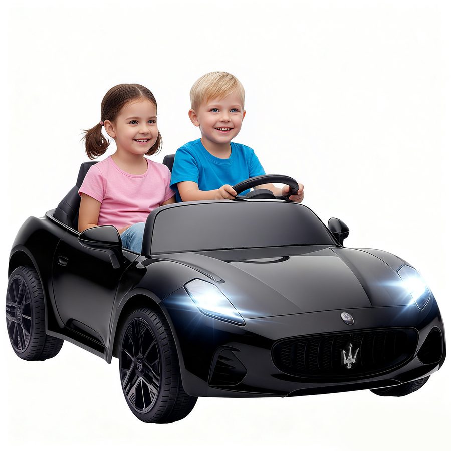 AIYAPLAY Kinder Elektroauto 12V 2-Sitzer Kinderauto mit 2,4 GHz Fernbedienung, 2 Motor, Elektrofahrzeug mit Federung, Musik, MP3-Player, USB, Hupe, LED-Leuchten, für 3-8 Jahre, 3-8 km/h, Schwarz   Aosom von AIYAPLAY