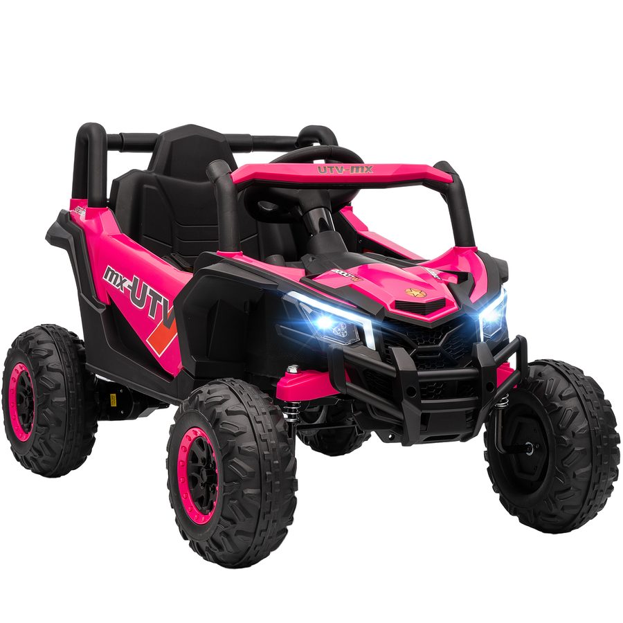 AIYAPLAY Kinder Elektroauto 12V Kinderauto UTV mit 2,4 GHz Fernbedienung, 2 Motor, Kinderfahrzeug mit Softstart, Federungssystem, LED-Leuchten, Musik, USB-Anschluss, Hupe für 3-5 Jahre, Rosa   Aosom von AIYAPLAY