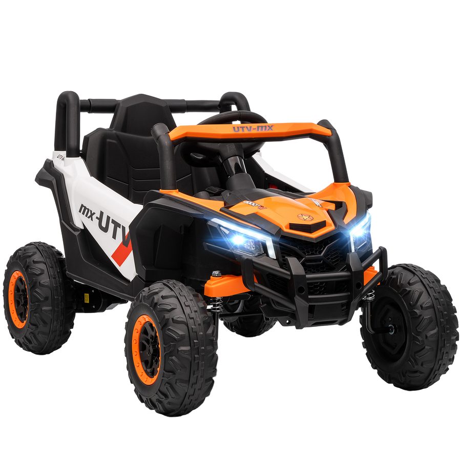 AIYAPLAY Kinder Elektroauto 12V Kinderauto UTV mit 2,4 GHz Fernbedienung, 2 Motor, Kinderfahrzeug mit Softstart, Federungssystem, LED-Leuchten, Musik, USB-Anschluss, Hupe für 3-5 Jahre, Orange   Aosom von AIYAPLAY